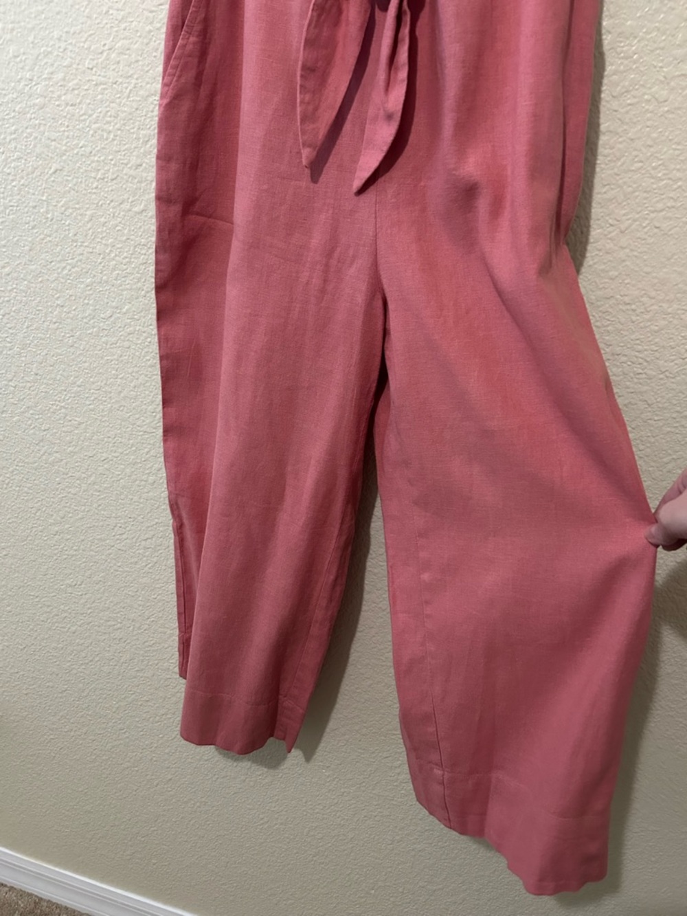 LOFT Rose-Pink Tie-Front Sleeveless Jumpsuit - Picture 4 of 4
